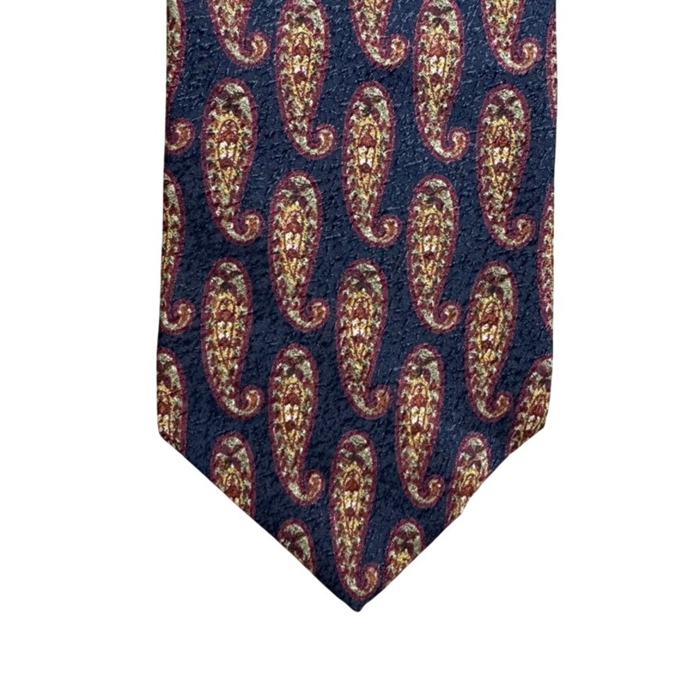 Joseph Abboud Mens Navy Blue Paisley Silk Necktie Made in USA Italian Fabric